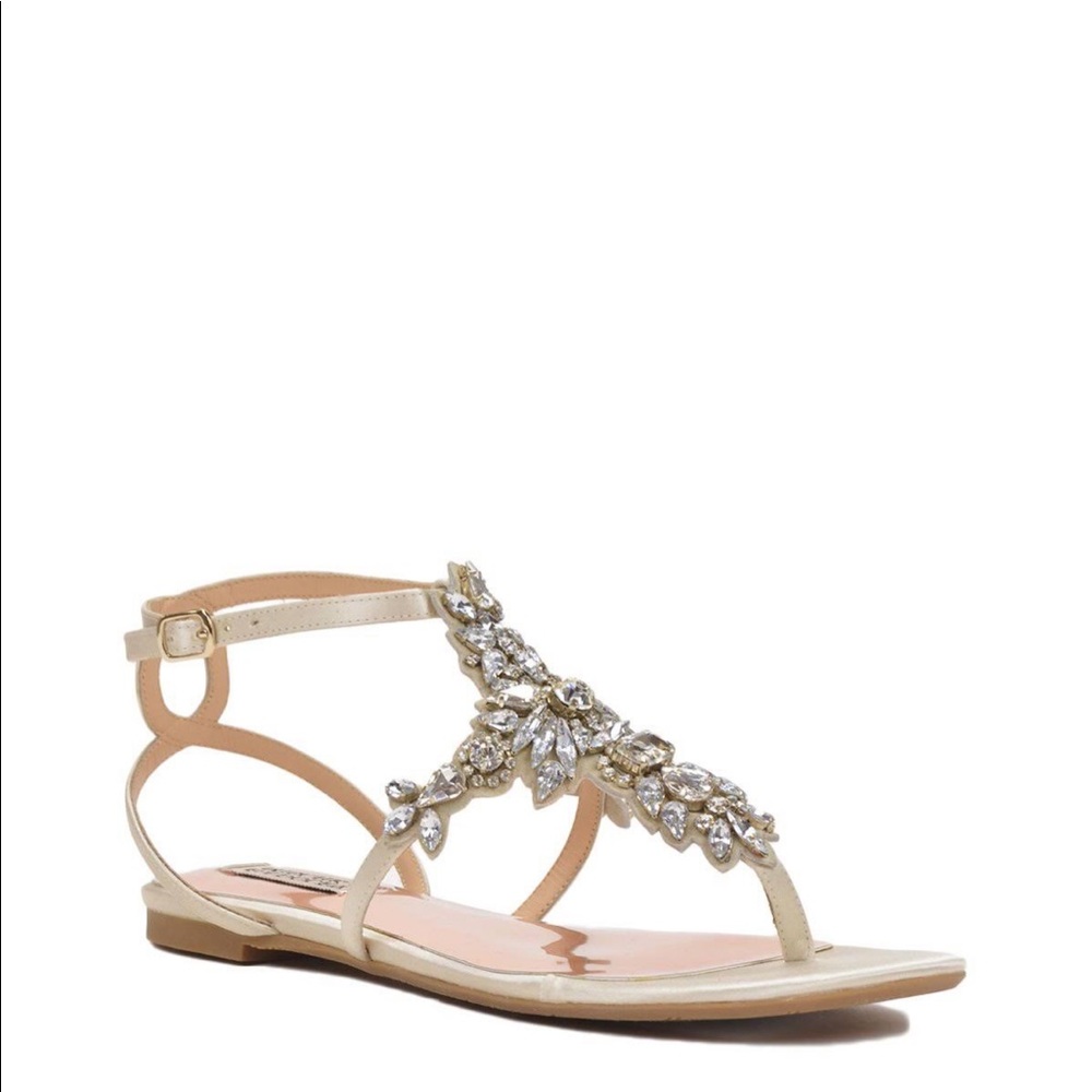 Badgley Mischka Embellished Flat Evening Sandals